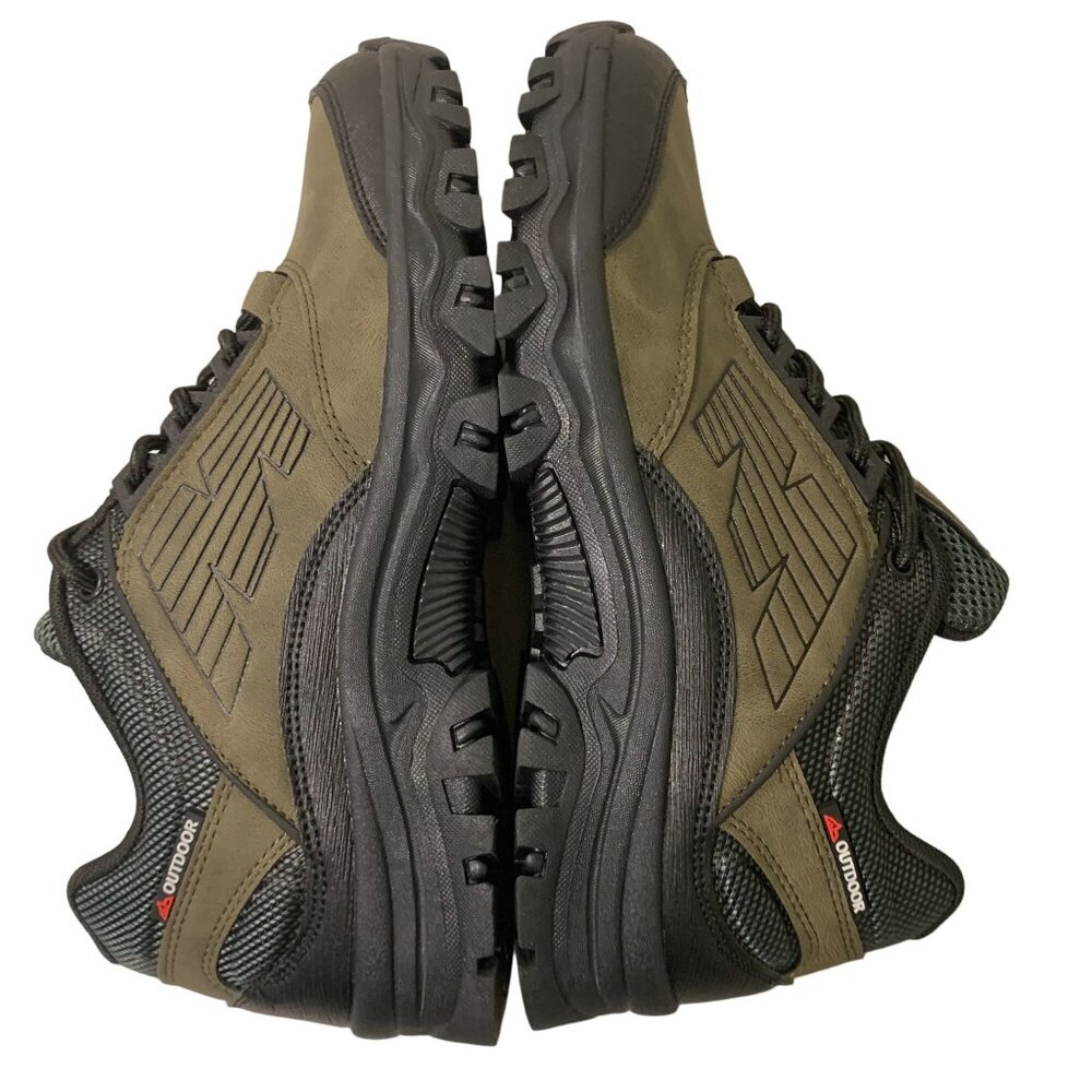 Mens Outdoor Hiking Shoes Size 7 Green & Black Trail-Ready Sneakers With Bumpy S